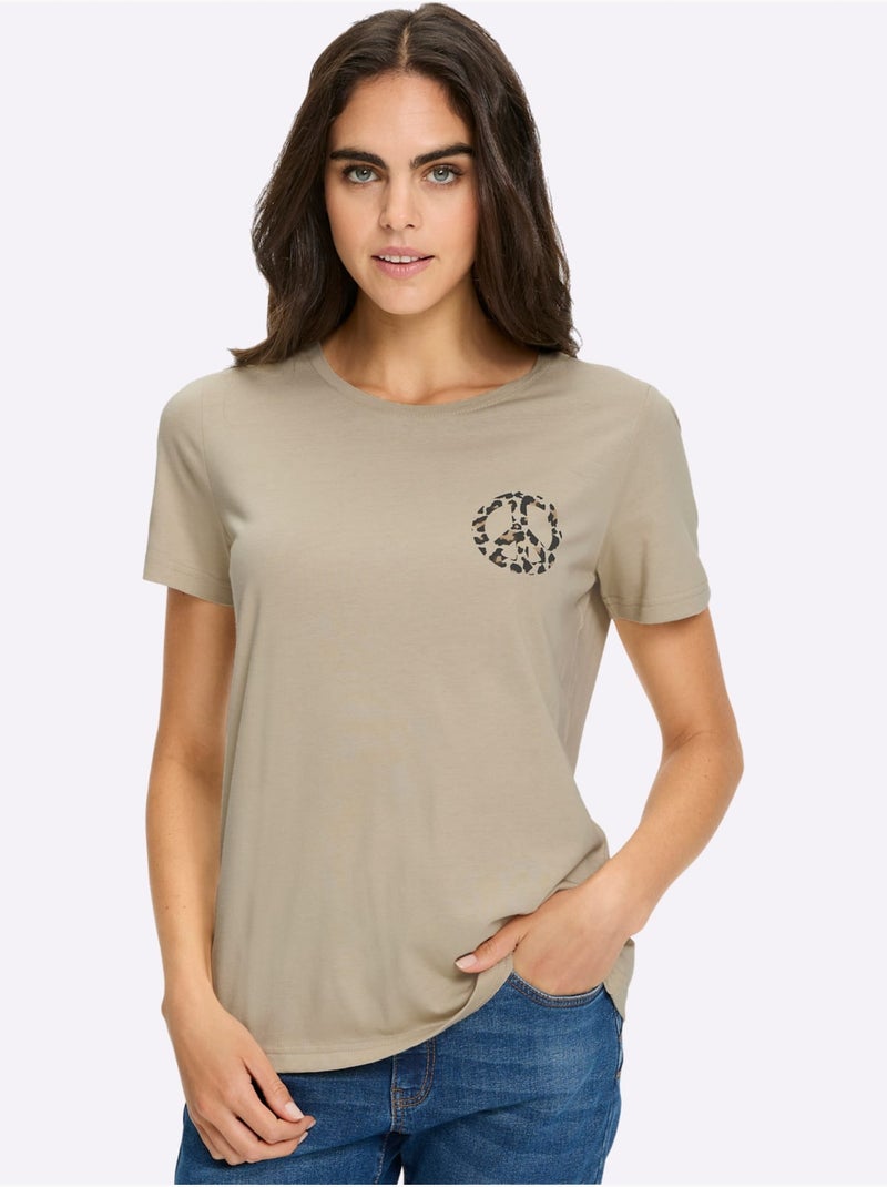 T-shirt Qualité Douce - Taille Standard - Helline Sable - Kiabi