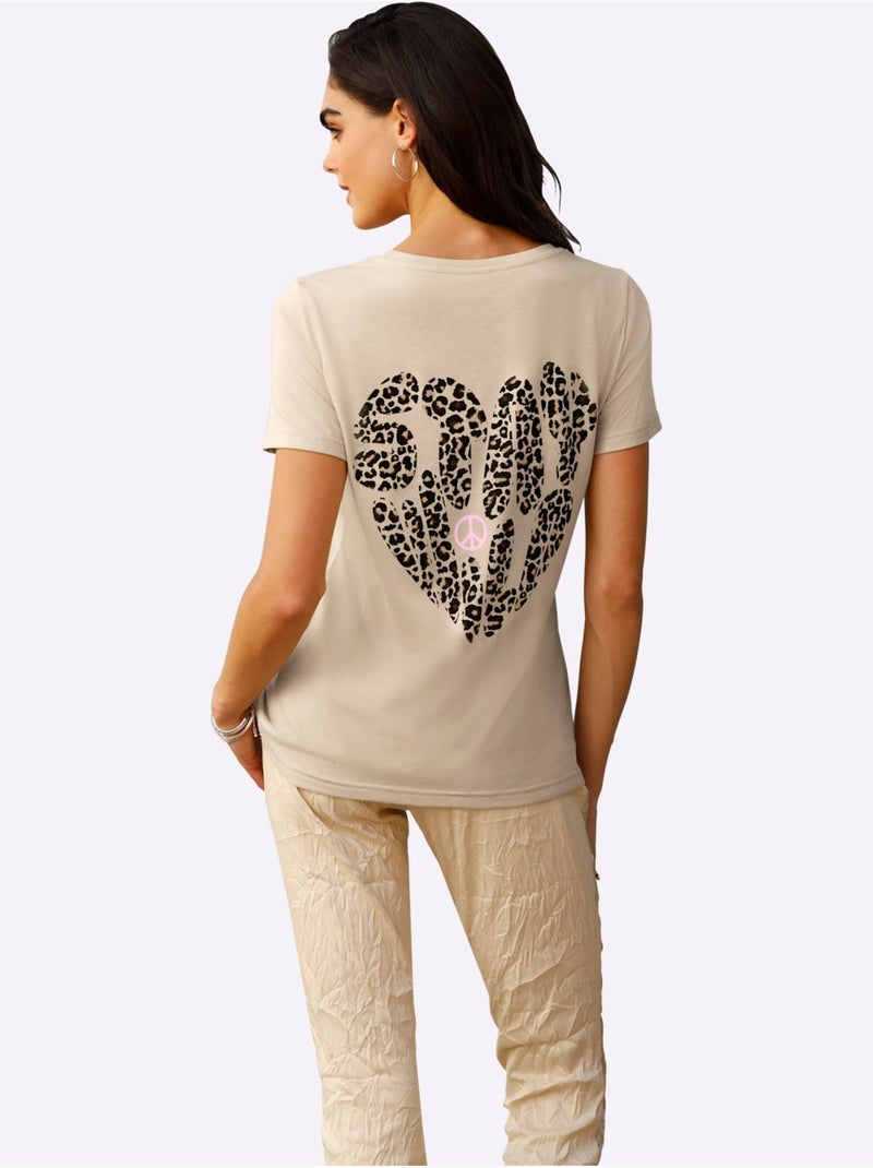 T-shirt Qualité Douce - Taille Standard - Helline Sable - Kiabi