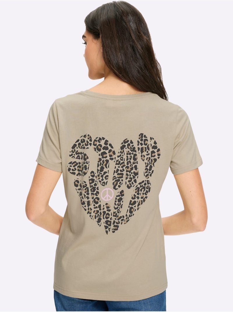 T-shirt Qualité Douce - Taille Standard - Helline Sable - Kiabi
