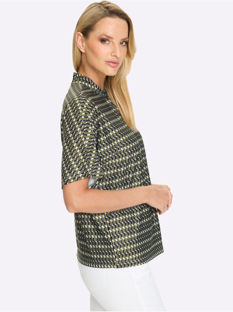 T-shirt Qualité Peu Froissable - Taille Standard - Helline Noir Vert - Kiabi