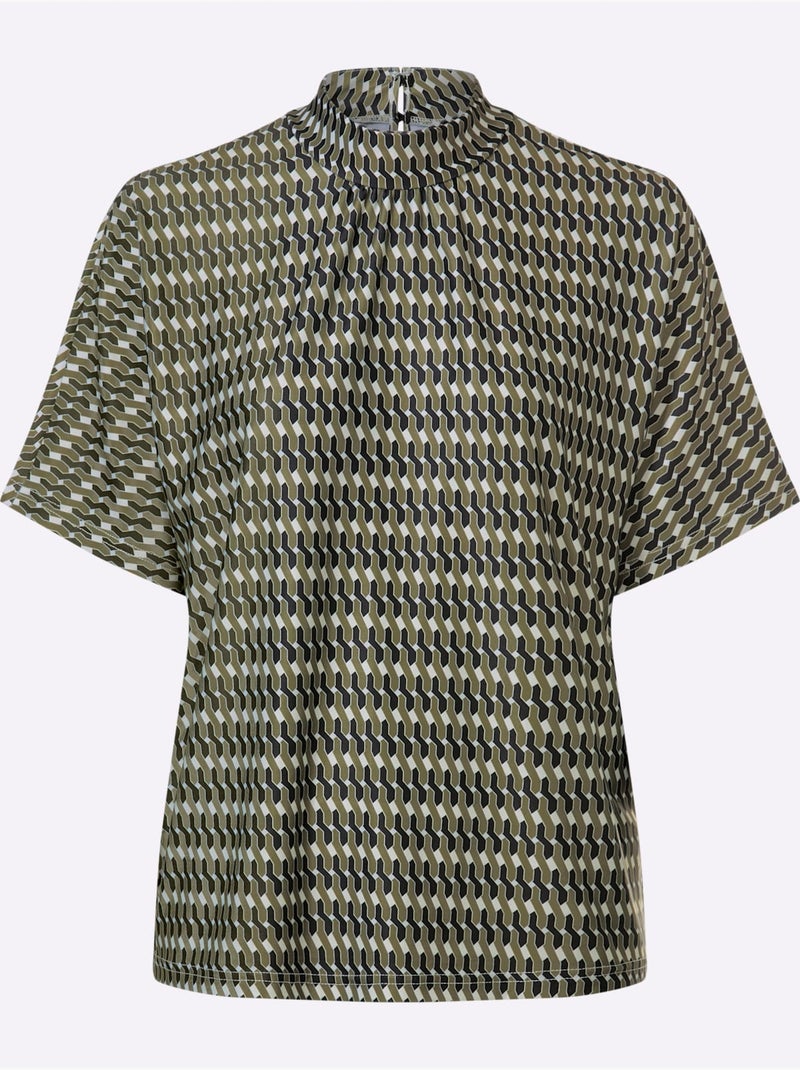 T-shirt Qualité Peu Froissable - Taille Standard - Helline Noir Vert - Kiabi