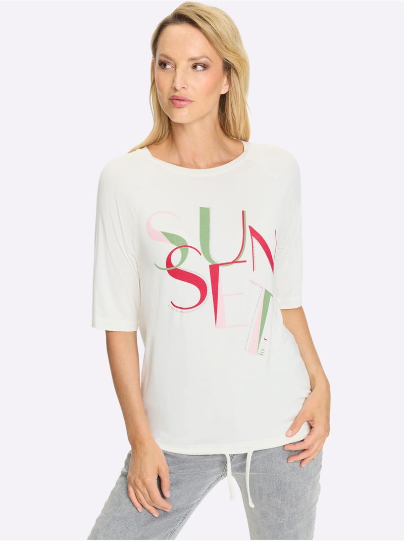 T-shirt Qualité Viscose Douce - Taille Standard - helline Ecru - Kiabi