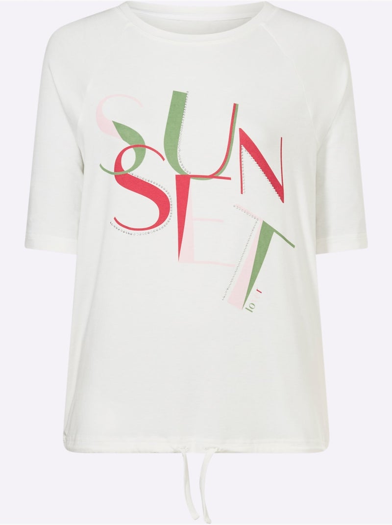 T-shirt Qualité Viscose Douce - Taille Standard - helline Ecru - Kiabi