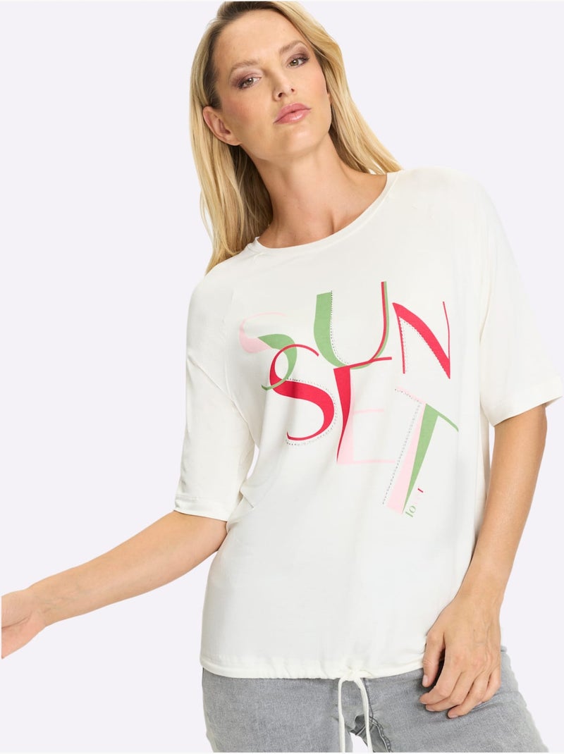 T-shirt Qualité Viscose Douce - Taille Standard - helline Ecru - Kiabi