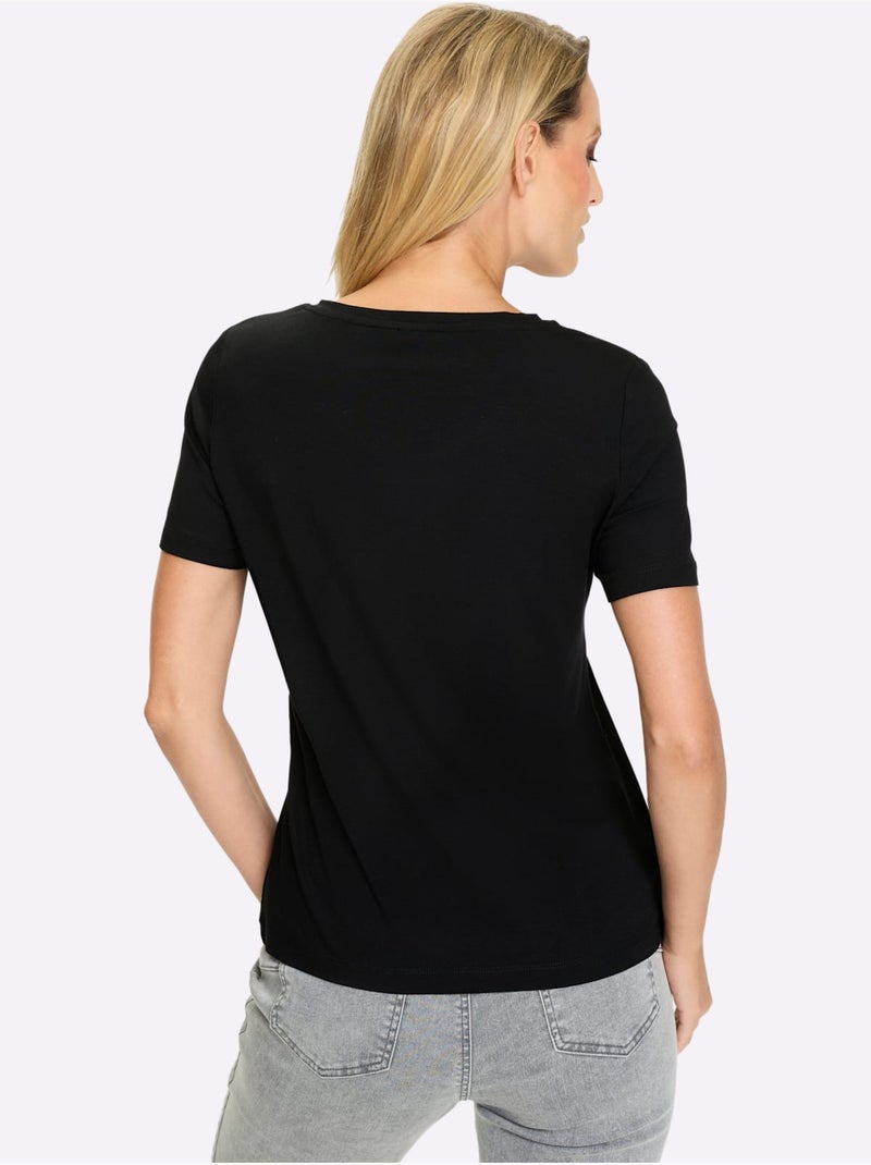 T-shirt Qualité Viscose Douce - Taille Standard - helline Noir - Kiabi