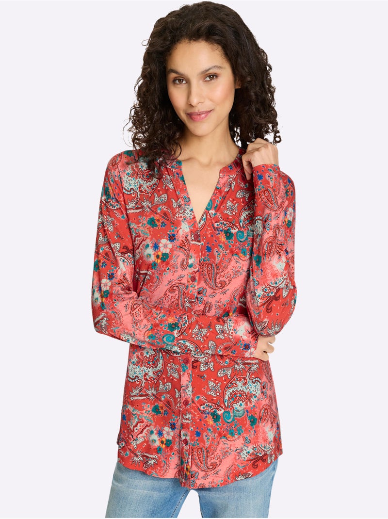 T-shirt Qualité Viscose Douce - Taille Standard - Helline Rouge - Kiabi