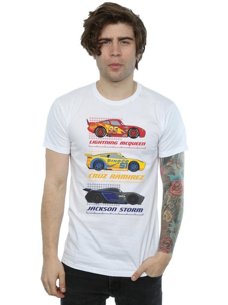 T-shirt racer profile - voitures (cruz ramirez, jackson storm, flash mcqueen) Blanc - Kiabi