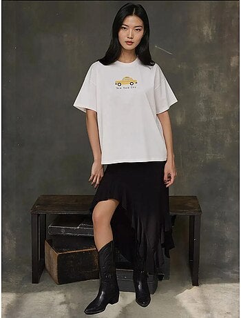 T-shirt ras du cou imprimé surdimensionné