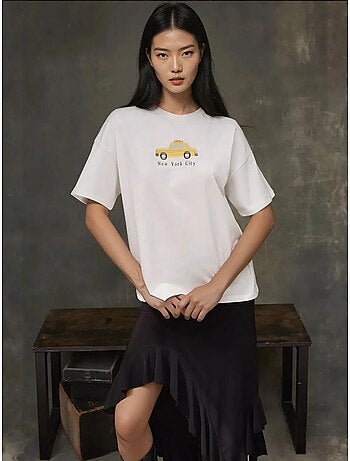T-shirt ras du cou imprimé surdimensionné