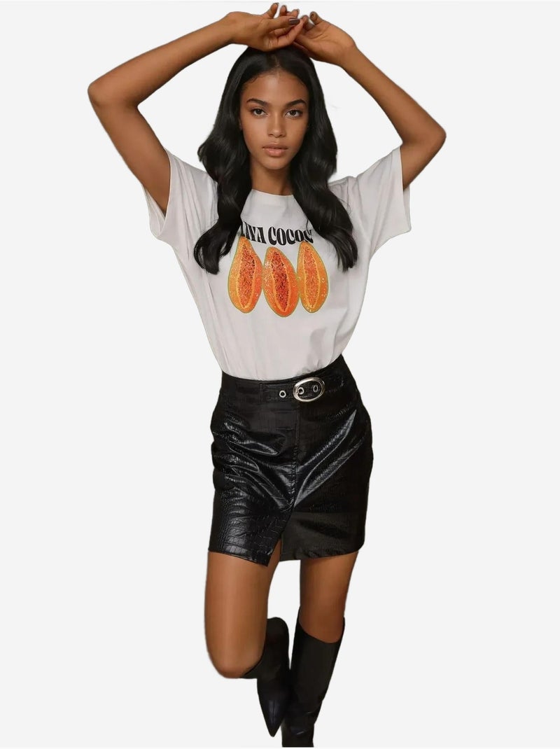 T-shirt ras du cou imprimé surdimensionné Blanc - Kiabi