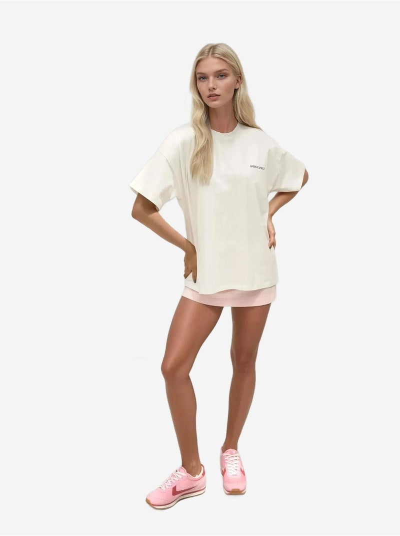 T-shirt ras du cou imprimé surdimensionné Crème - Kiabi