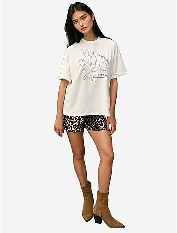 T-shirt ras du cou imprimé surdimensionné