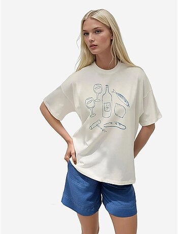 T-shirt ras du cou imprimé surdimensionné