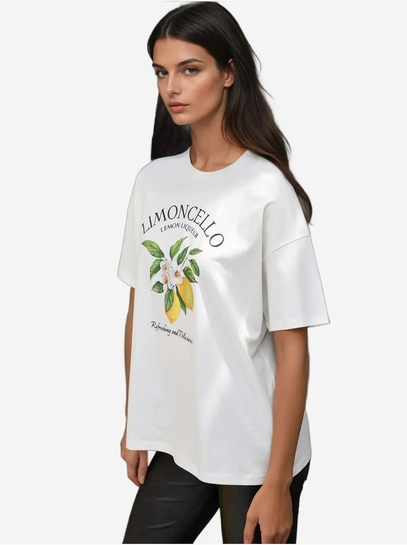 T-shirt ras du cou imprimé surdimensionné hiccup Jaune citron - Kiabi