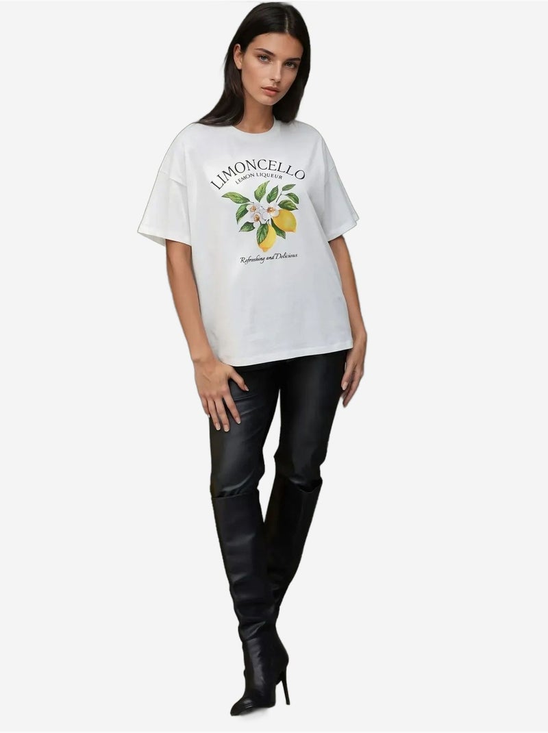 T-shirt ras du cou imprimé surdimensionné hiccup Jaune citron - Kiabi