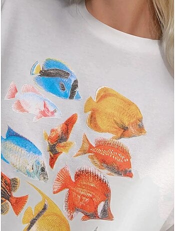 T-shirt ras du cou imprimé surdimensionné