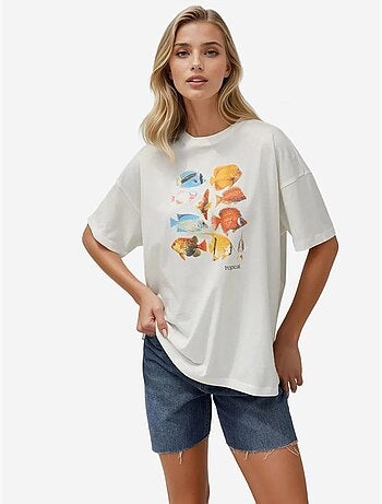 T-shirt ras du cou imprimé surdimensionné