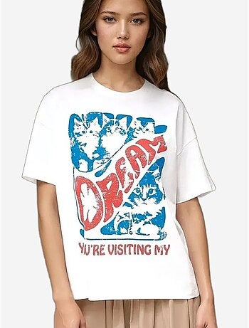 T-shirt ras du cou imprimé surdimensionné