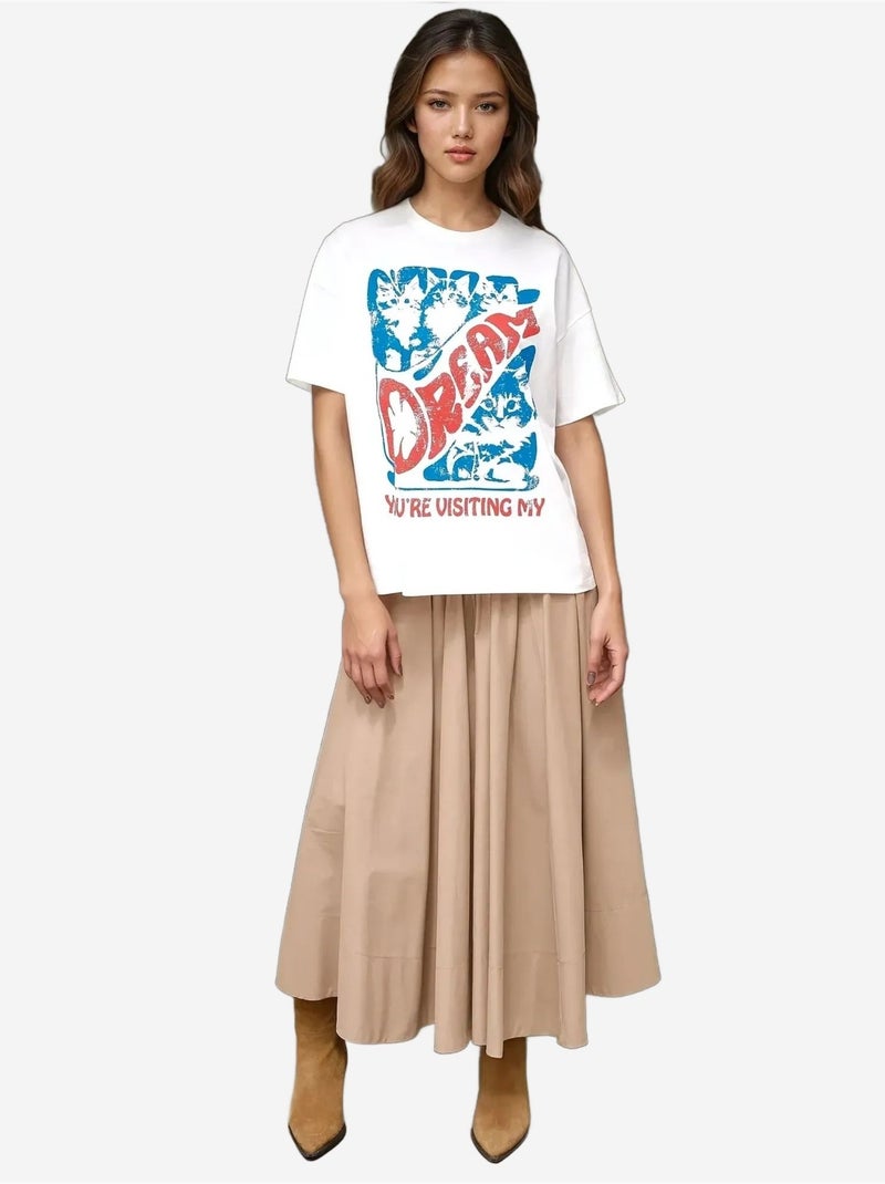 T-shirt ras du cou imprimé surdimensionné Rouge - Kiabi
