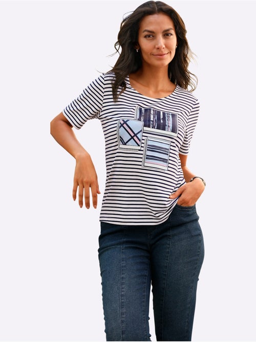 T-shirt Rayé 95% Viscose - Taille Standard - Witt - Kiabi T-shirt Rayé 95% Viscose - Taille Standard - Witt - Kiabi