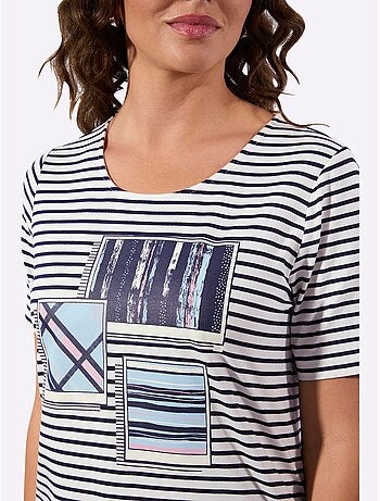 T-shirt Rayé 95% Viscose - Taille Standard - Witt