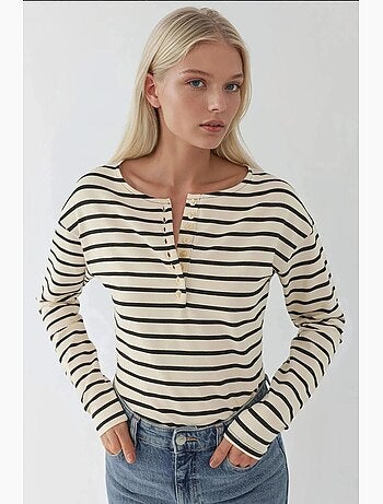 T-shirt rayé à col boutonné hiccup