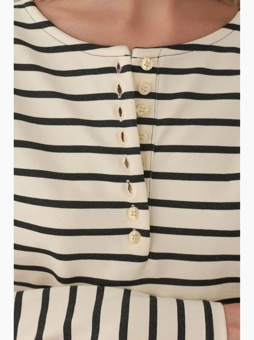 T-shirt rayé à col boutonné hiccup - Kiabi T-shirt rayé à col boutonné hiccup - Kiabi