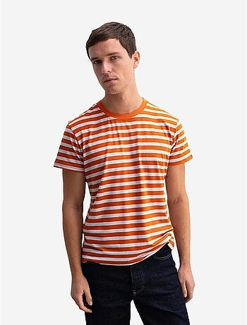 T-shirt rayé à col rond coupe ajustée giesto