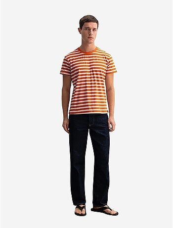 T-shirt rayé à col rond coupe ajustée giesto