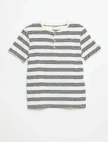 T-shirt rayé à col tunisien