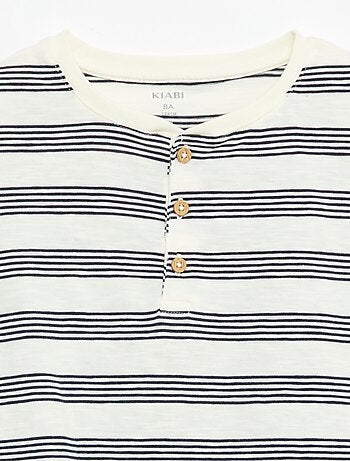 T-shirt rayé à col tunisien