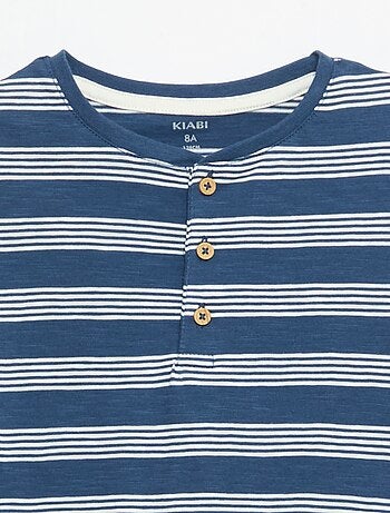 T-shirt rayé à col tunisien