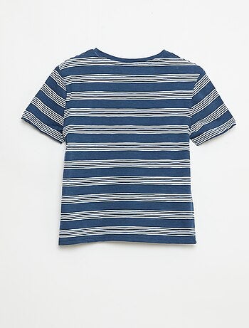 T-shirt rayé à col tunisien