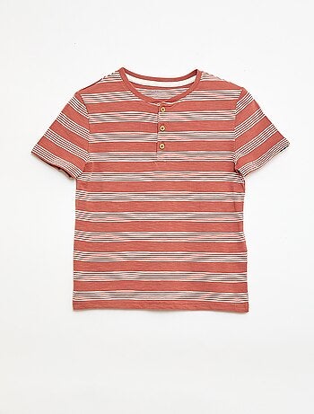 T-shirt rayé à col tunisien
