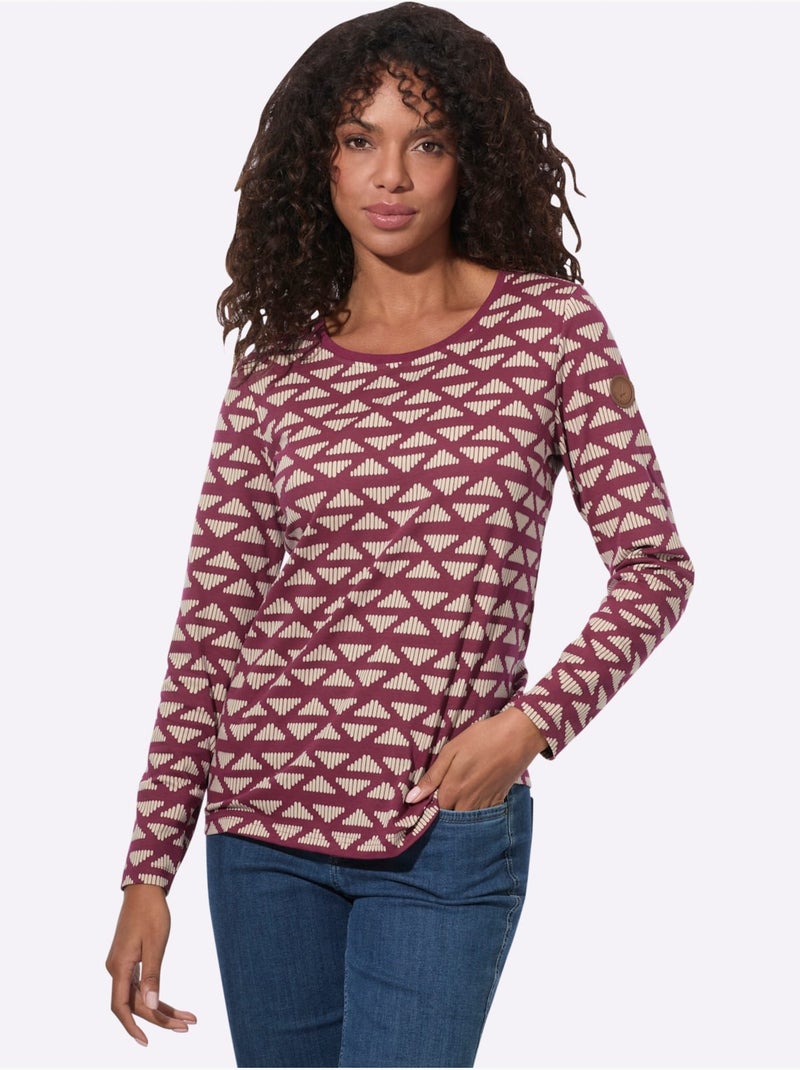 T-shirt rayé à encolure ronde - taille standard - witt Bordeaux - Kiabi