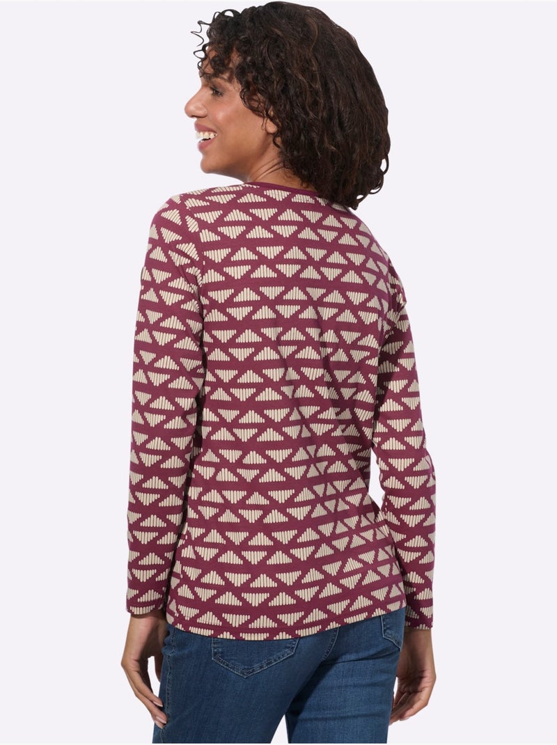 T-shirt rayé à encolure ronde - taille standard - witt Bordeaux - Kiabi