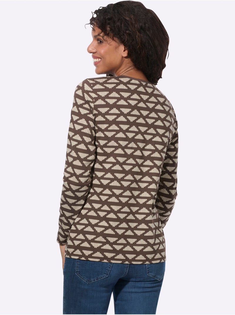 T-shirt rayé à encolure ronde - taille standard - witt Marron chocolat - Kiabi