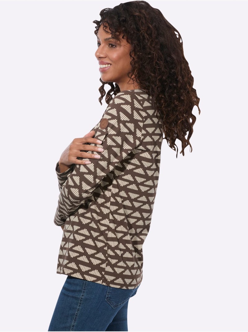 T-shirt rayé à encolure ronde - taille standard - witt Marron chocolat - Kiabi