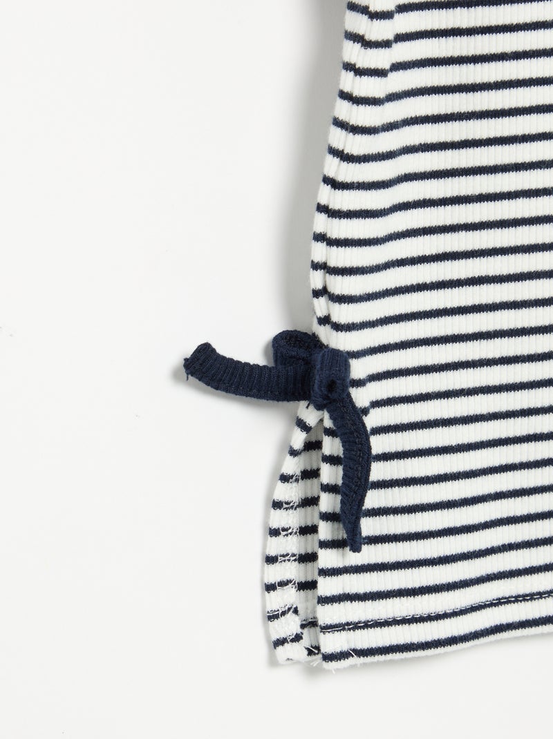 T-shirt rayé à manches courtes avec nœuds Bleu - Kiabi