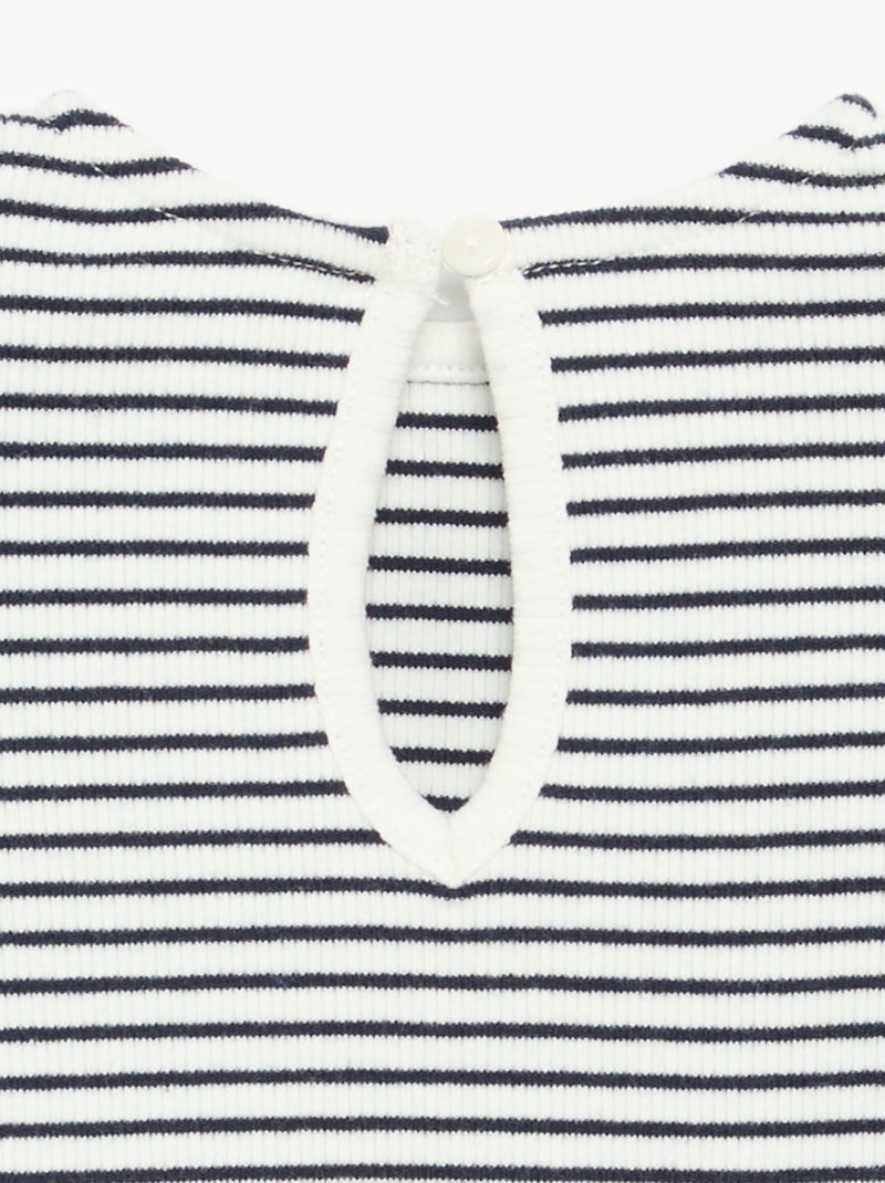 T-shirt rayé à manches courtes avec nœuds Bleu - Kiabi