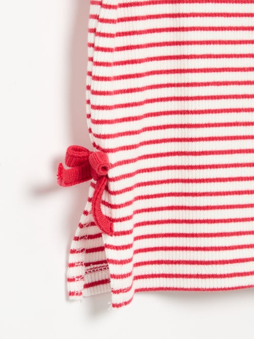 T-shirt rayé à manches courtes avec nœuds - Kiabi