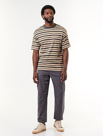 T-shirt homme en coton rayé à col rond