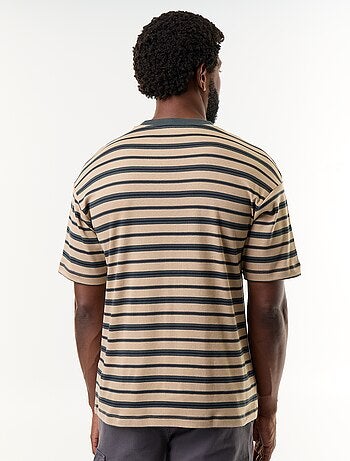 T-shirt homme en coton rayé à col rond