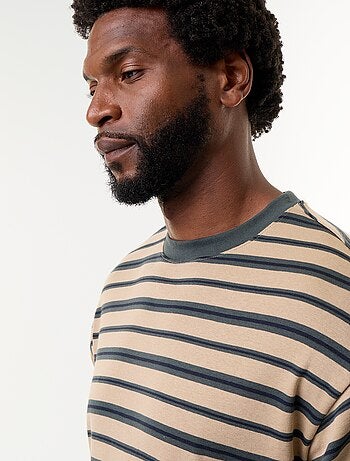 T-shirt homme en coton rayé à col rond