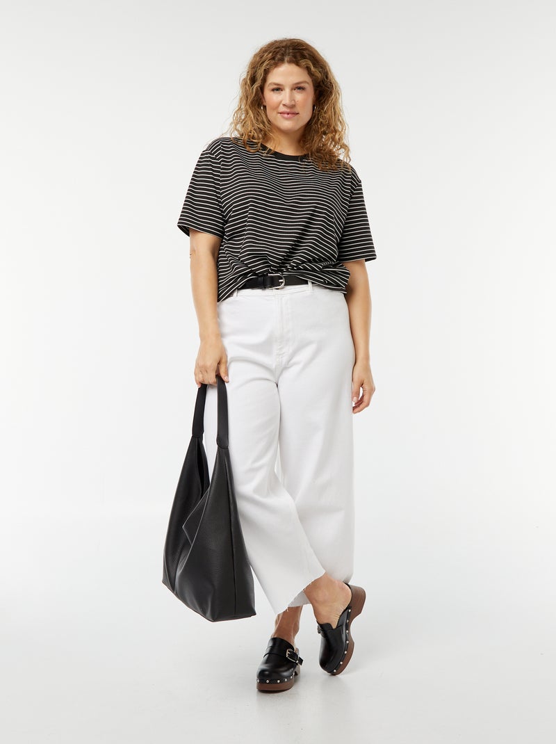 T-shirt rayé à manches courtes BLEU - Kiabi