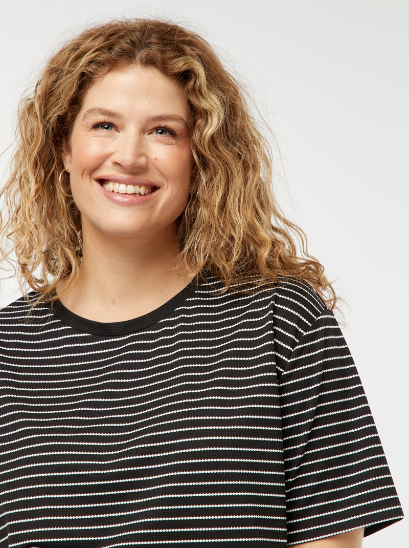 T-shirt rayé à manches courtes BLEU - Kiabi