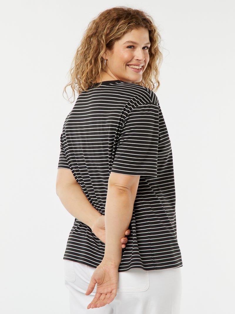 T-shirt rayé à manches courtes BLEU - Kiabi