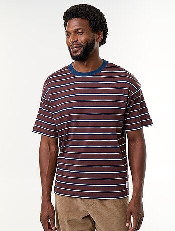 T-shirt homme en coton rayé à col rond