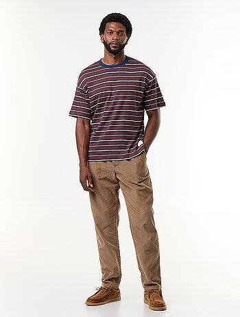 T-shirt homme en coton rayé à col rond