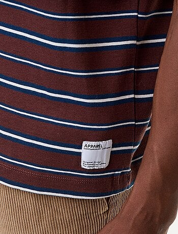 T-shirt homme en coton rayé à col rond